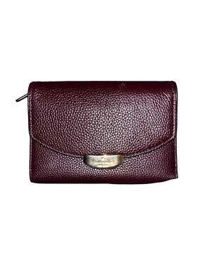 Kate Spade Callie Mulberry Street Trifold Pebble Leather Wallet in Mahogany